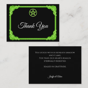 Carte De Correspondance Remerciement de mariage gothique vert ensorcelé