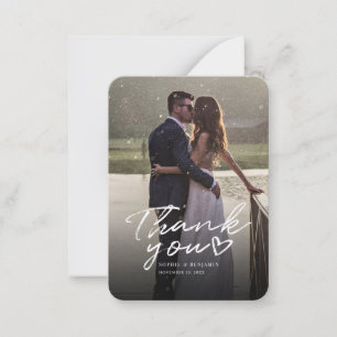 Carte De Correspondance Remerciement de mariage moderne 1 photo avec écrit