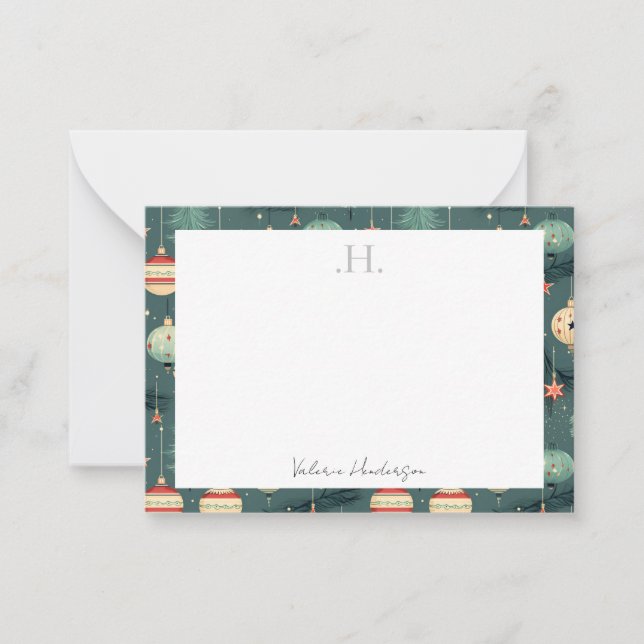 Carte De Correspondance Remerciement de Noël Monogramme (Devant)