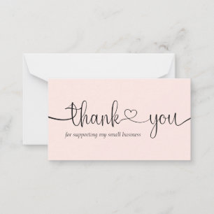 Carte De Correspondance Remerciement d'entreprise moderne minimal rose