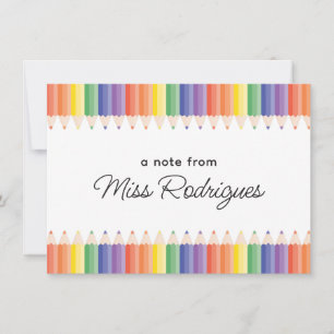 Carte De Correspondance Remerciement Personnalisé d'Enseignant Arc-en-Ciel
