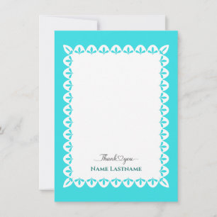 Carte De Correspondance Remerciement Personnalisé Turquoise Élégant