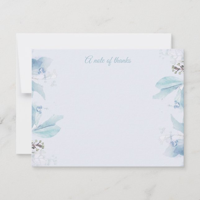 Carte De Correspondance Remerciements Floraux Bleu Poussiéreux (Devant)