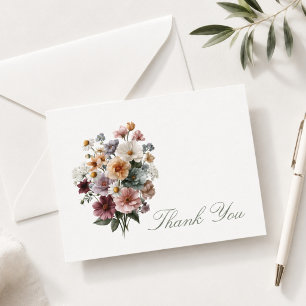 Carte De Correspondance Remerciements Floraux Violets Élégants