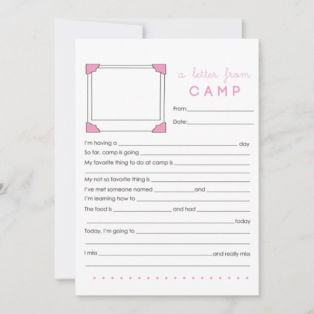 Carte De Correspondance Remplir dans la papeterie de camp (Devant)