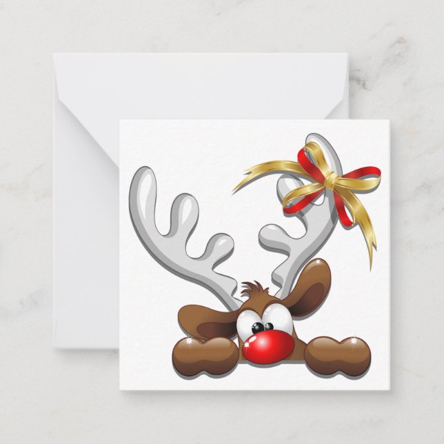Carte De Correspondance Renne Perplexe Personnage de Noël Drôle (Devant)
