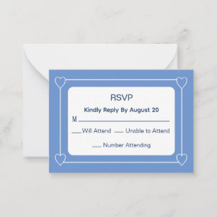 Carte De Correspondance Réponse de Baby shower bleu mignon et simple