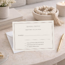 Carte De Correspondance Réponse de mariage ivoire taupe RSVP