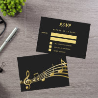 Réponse des notes de musique en or noir RSVP