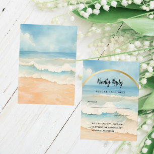 Carte De Correspondance Réponse du mariage d'arche de plage RSVP