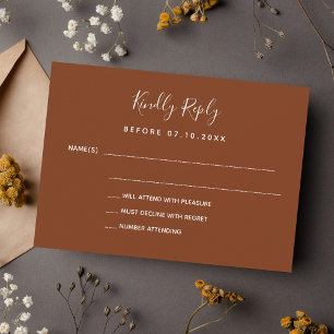 Carte De Correspondance Réponse du mariage orange brûlé rouille RSVP