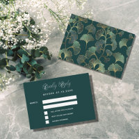 Réponse mariage feuille Emerald ginkgo RSVP