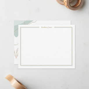 Carte De Correspondance Résumé vert avec feuilles dorées