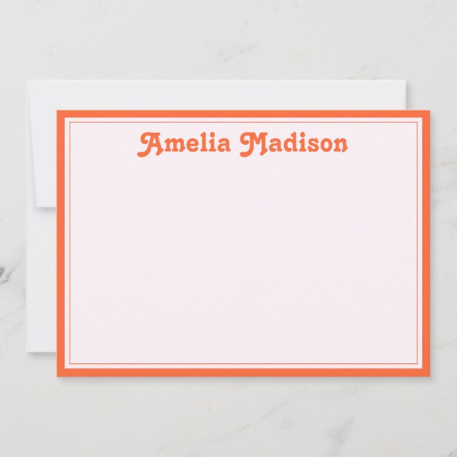 Carte De Correspondance Retro Decorative Minimalist Pink Orange (Devant)