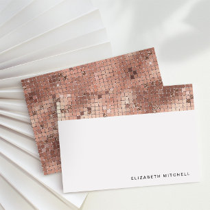 Carte De Correspondance Rétro Faux Rose Gold Disco Ball Mirror   Monogramm