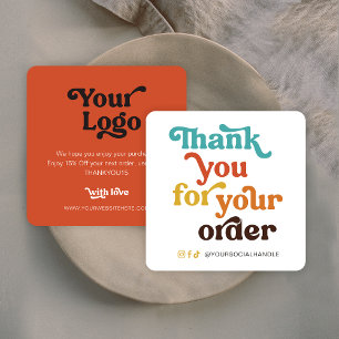 Carte De Correspondance Retro Pastels Small Business Merci pour la command