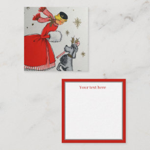Carte De Correspondance retro vintage Christmas lady ajouter un texte