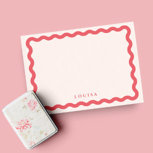 Carte De Correspondance Retro Wavy Frame Blush & Terracotta Personnalisé