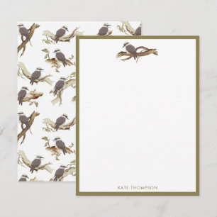 Carte De Correspondance Rire Kookaburra Eucalyptus d'oiseaux australiens