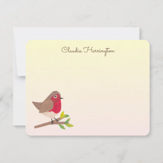 Carte De Correspondance Robin rouge rétro, illustré à la main par des Vint
