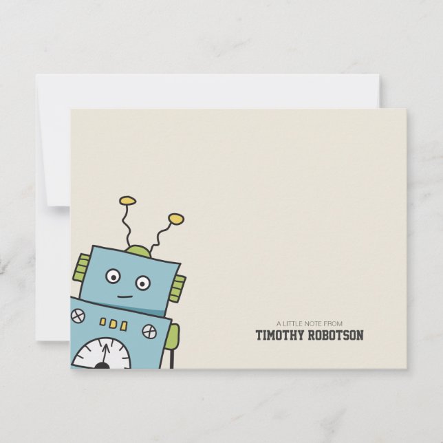 Carte De Correspondance Robot à main bleue mignonne (Devant)