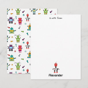 Carte De Correspondance Robots multicolores mignon Robot pour enfants Nom