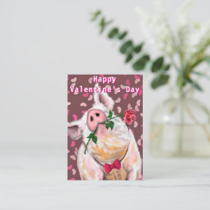 Carte De Correspondance Romantic Gentleman Pig Funny Valentine's Day Card