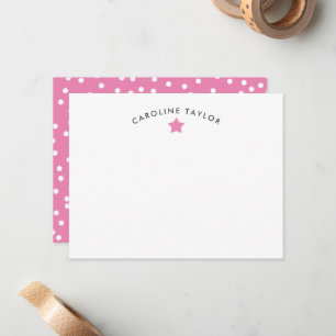 Carte De Correspondance Rose à bulles et étoiles rose pétillant, joli et f