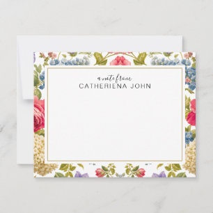 Carte De Correspondance Rose anglaise personnalisée rose vif bleu