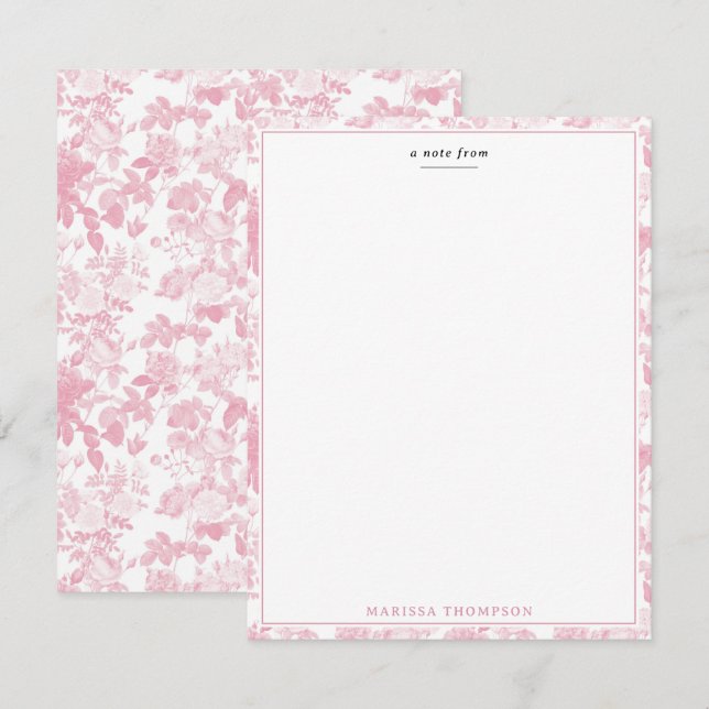 Carte De Correspondance Rose blanc rose Chinoiserie Motif (Devant / Derrière)