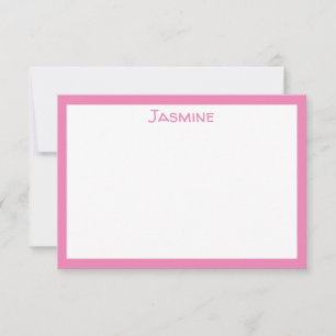 Carte De Correspondance Rose Classique avec nom