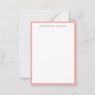 Carte De Correspondance Rose Pâle & Blanc Élégant Nom Minimaliste Élégant