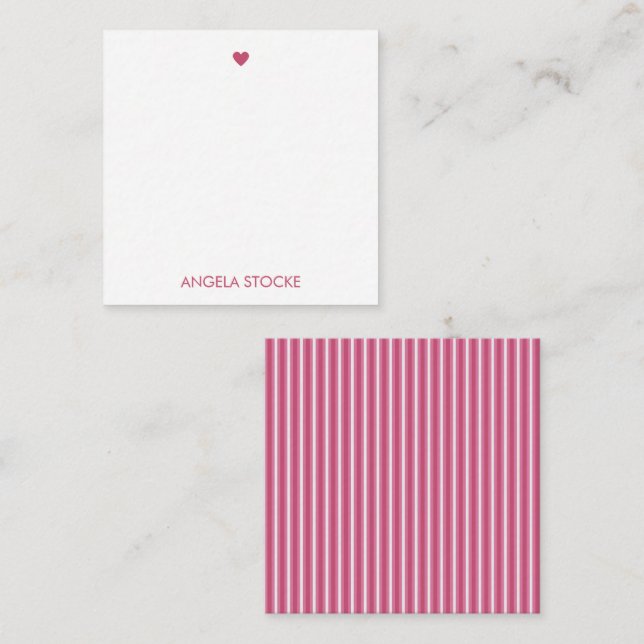 Carte De Correspondance Rose personnalisé blanc et rose (Devant / Derrière)