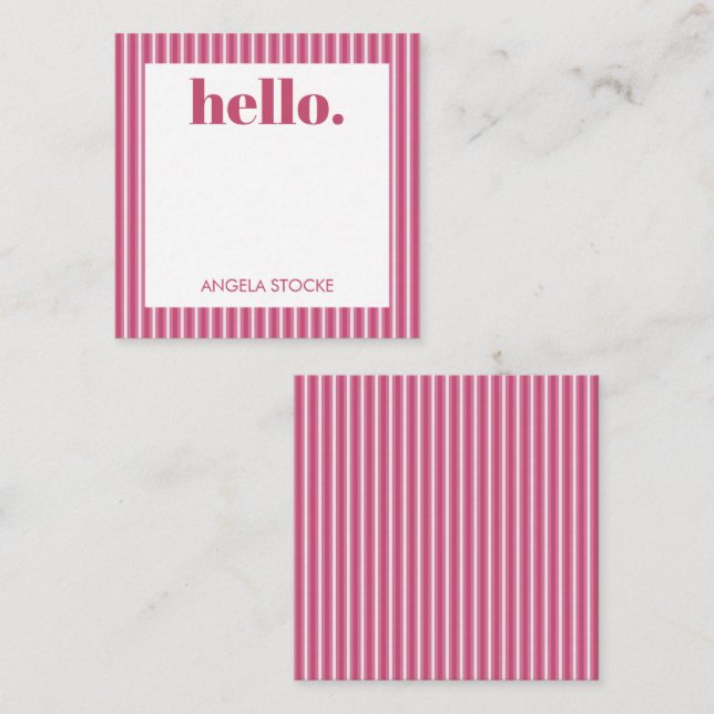 Carte De Correspondance Rose personnalisé blanc rayé (Devant / Derrière)