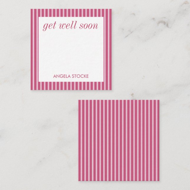 Carte De Correspondance Rose personnalisé blanc rayure rose (Devant / Derrière)