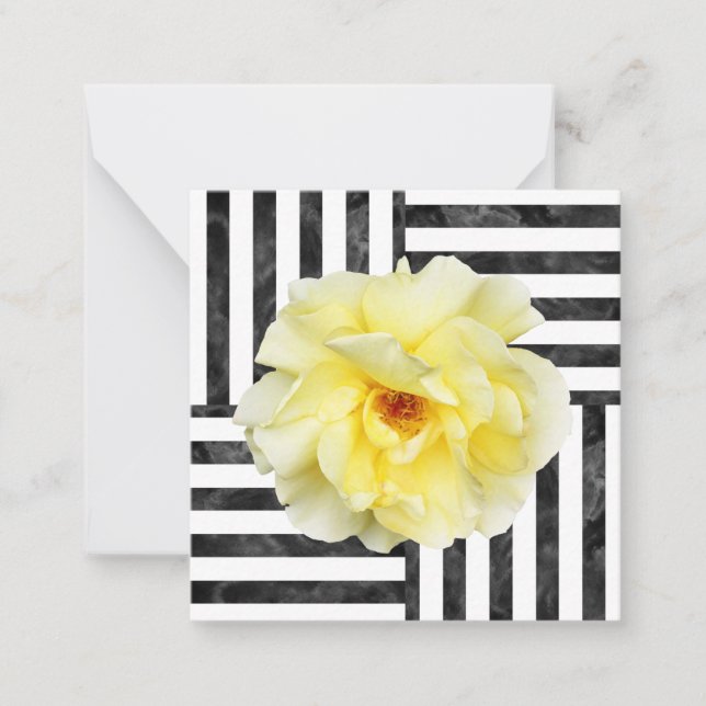Carte De Correspondance Roses jaunes Grandes noires et blanches (Devant)