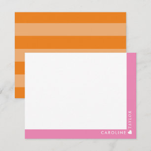 Carte De Correspondance Roses oranges rayées prépa personnalisées pour fil