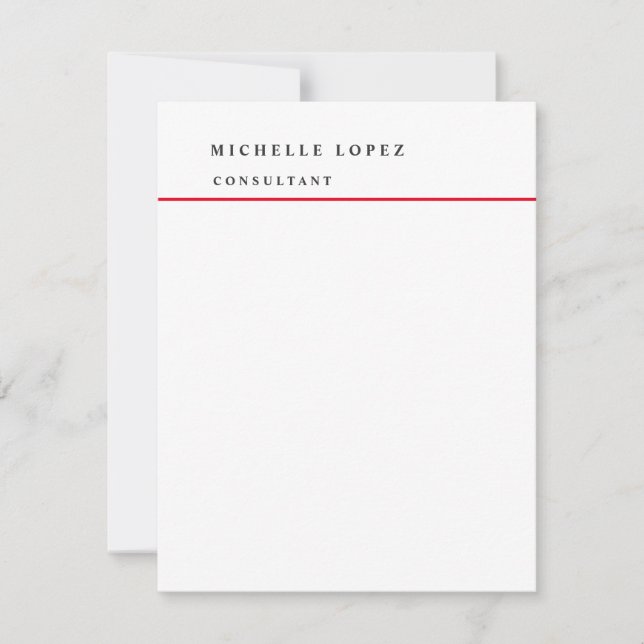 Carte De Correspondance Rouge blanc classique élégant Plain professionnel (Devant)