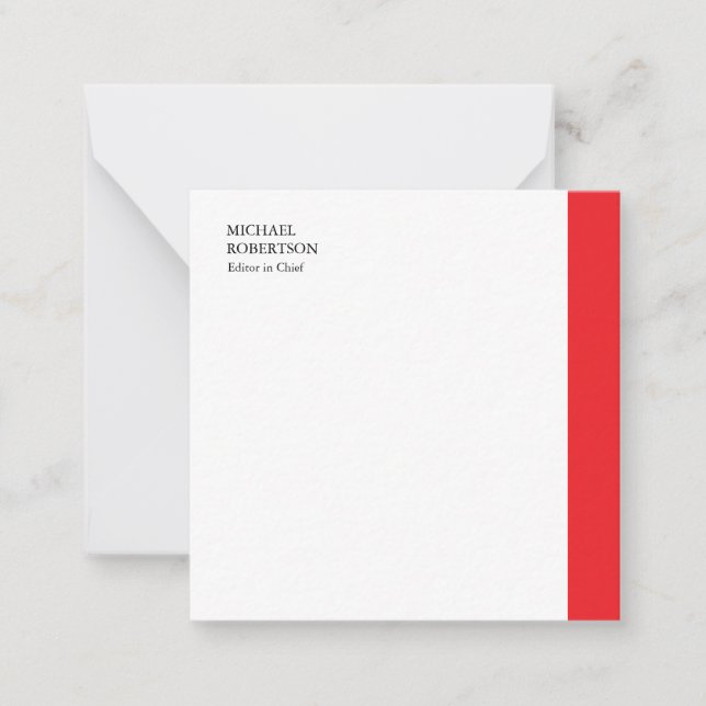 Carte De Correspondance Rouge blanc minimaliste Professionnel Plain (Devant)
