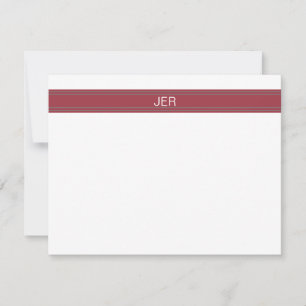 Carte De Correspondance Rouge Grenat, Initiales de Nom Monogrammées Gris B