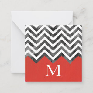 Carte De Correspondance Rouge gris noir blanc Chevron Bloc de couleur