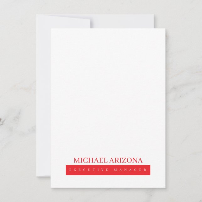 Carte De Correspondance Rouge Noir & Blanc Minimaliste Simple Moderne (Devant)