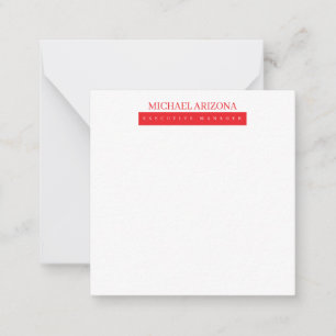 Carte De Correspondance Rouge Noir & Blanc Minimaliste Simple Moderne