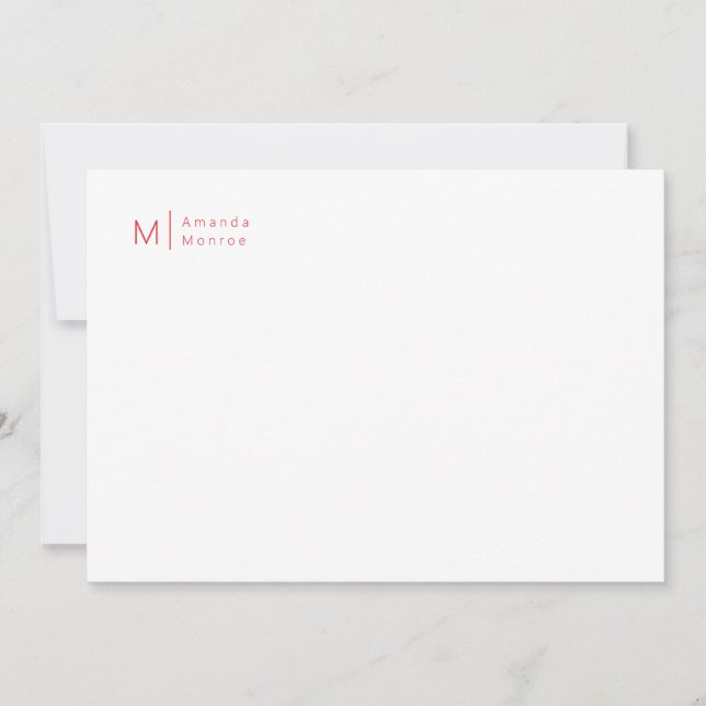 Carte de correspondance rouge Rose Monogramme mini (Devant)