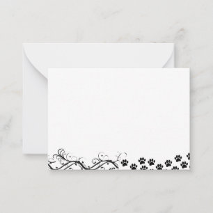 Carte De Correspondance Rouleau de motifs de pattes de chiot noir vierge