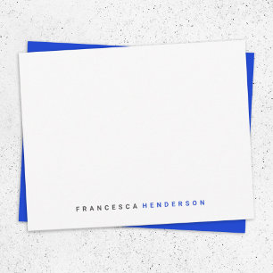 Carte De Correspondance Royal Blue moderne tendance minimaliste simple