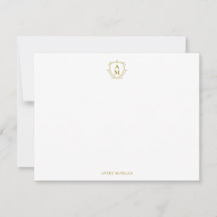 Carte De Correspondance Royal Monogram Crest Luxury Gold Personnalisé