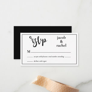 Carte De Correspondance RSVP Mariage moderne noir et blanc