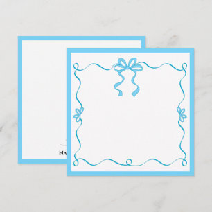 Carte De Correspondance Ruban bleu élégant Je vous remercie, Cadeau de bur