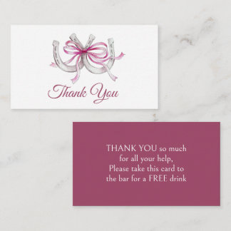 Carte De Correspondance Ruban rose Fer à cheval Mariage Équestre remerciem